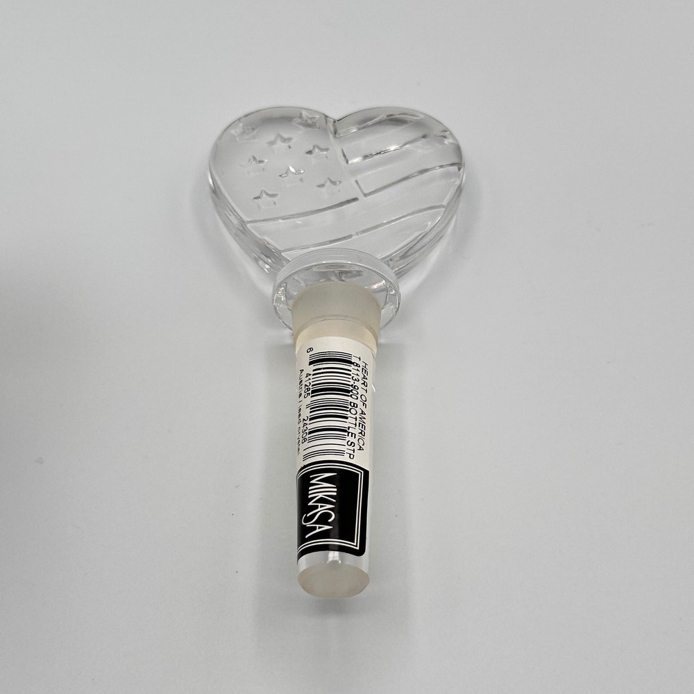 Mikasa Heart of America Lead Crystal Bottle Stopper Patriotic USA Flag Design - Picture 3 of 10